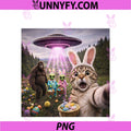Funny Easter Day Cat Selfie PNG, With Alien Bigfoot UFO PNG