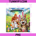 Funny Easter Day Cat Selfie PNG, With Rabbits Bunny Bigfoot UFO PNG