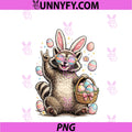 Funny Easter PNG, Raccoon Egg Basket Gifts PNG