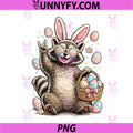 Funny Easter Raccoon PNG, Egg Basket PNG