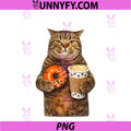 Funny Fat Cat Meme PNG, Donut And Coffee PNG