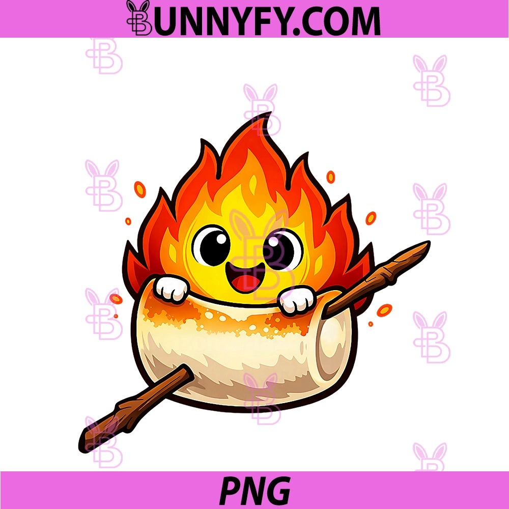 Funny Fire Roasting PNG, Marshmallow Camping S'Mores PNG