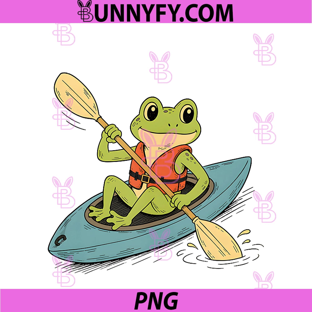 Funny Frog Kayaking Kayak Lover PNG, Minimalist Doodle PNG