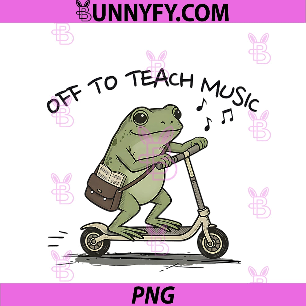 Funny Frog Off To Teach Music PNG, Choir Director Music Teacher PNG