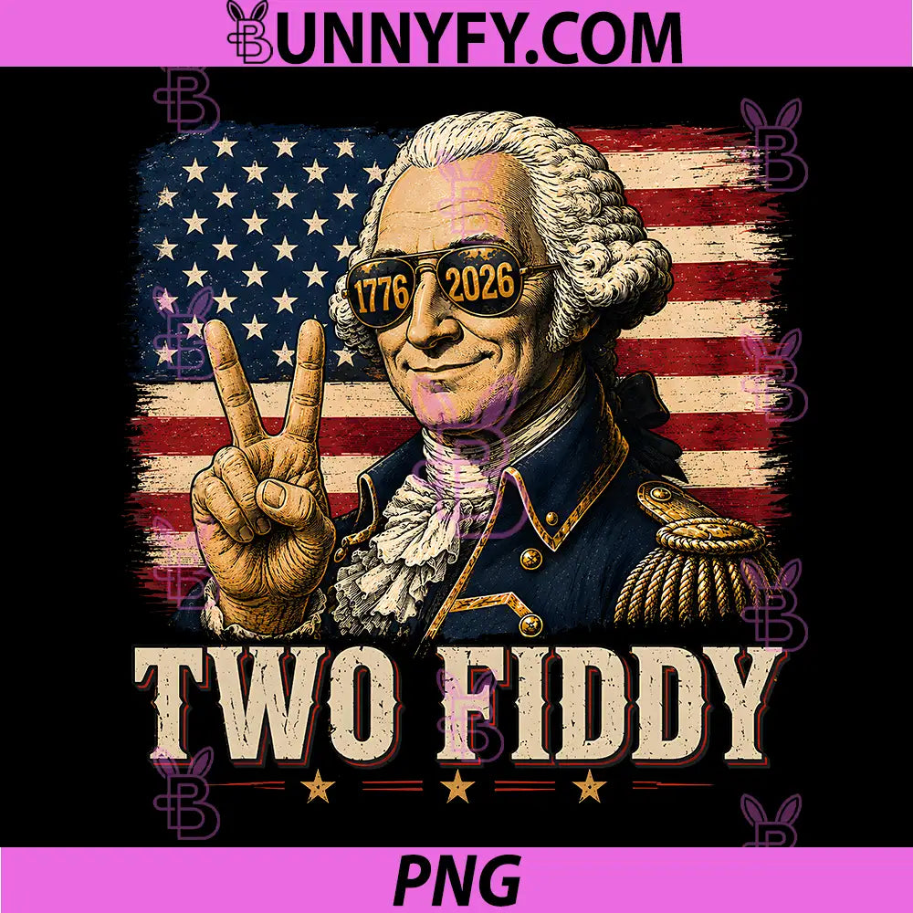 Funny George Washington Two Fiddy PNG, 2 Fiddy 250th Anniversary PNG