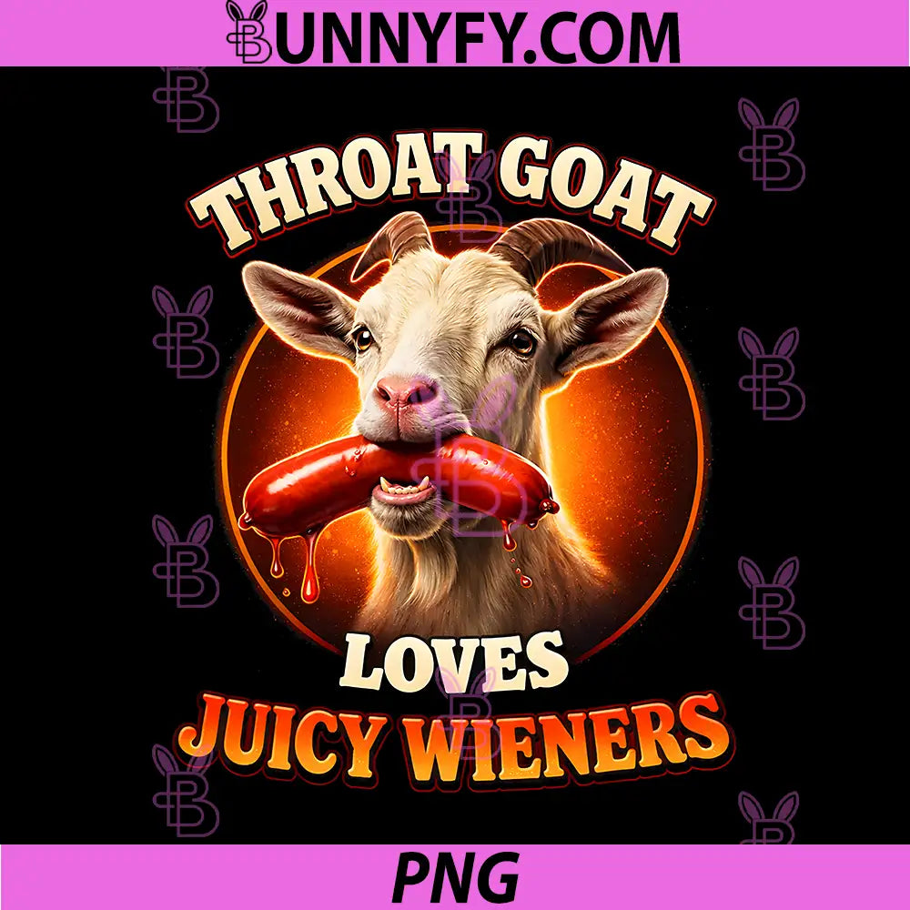 Funny Goat Swallows Juicy Wieners PNG, Inappropriate Adult Meme PNG