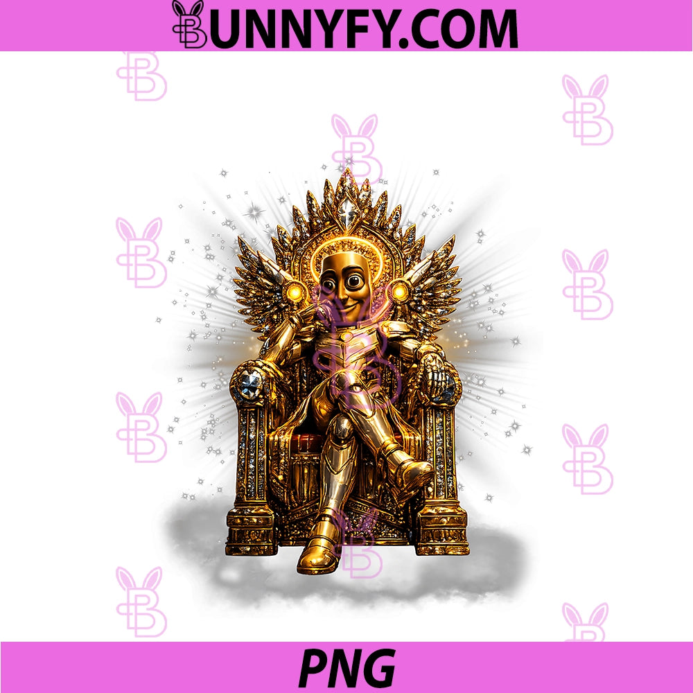 Funny Gold King Tung Tung PNG, Sahur Brainrot Meme PNG