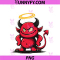 Funny Golden Halo Devil PNG, Graphic In Cartoon Style PNG