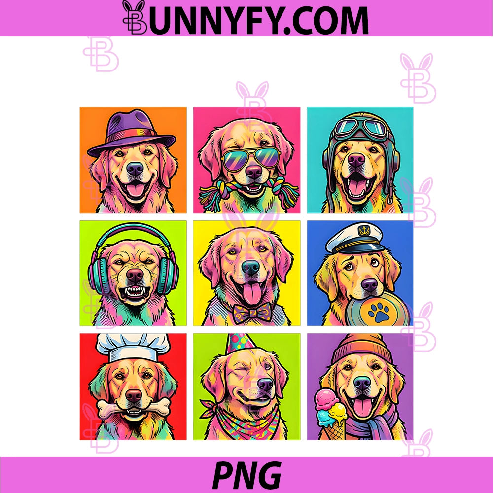 Funny Golden Retriever Pop Art Cute PNG, Vintage Dog Lover PNG