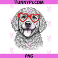 Goldendoodle Face Heart Glasses PNG, Dog Valentine’s Day PNG