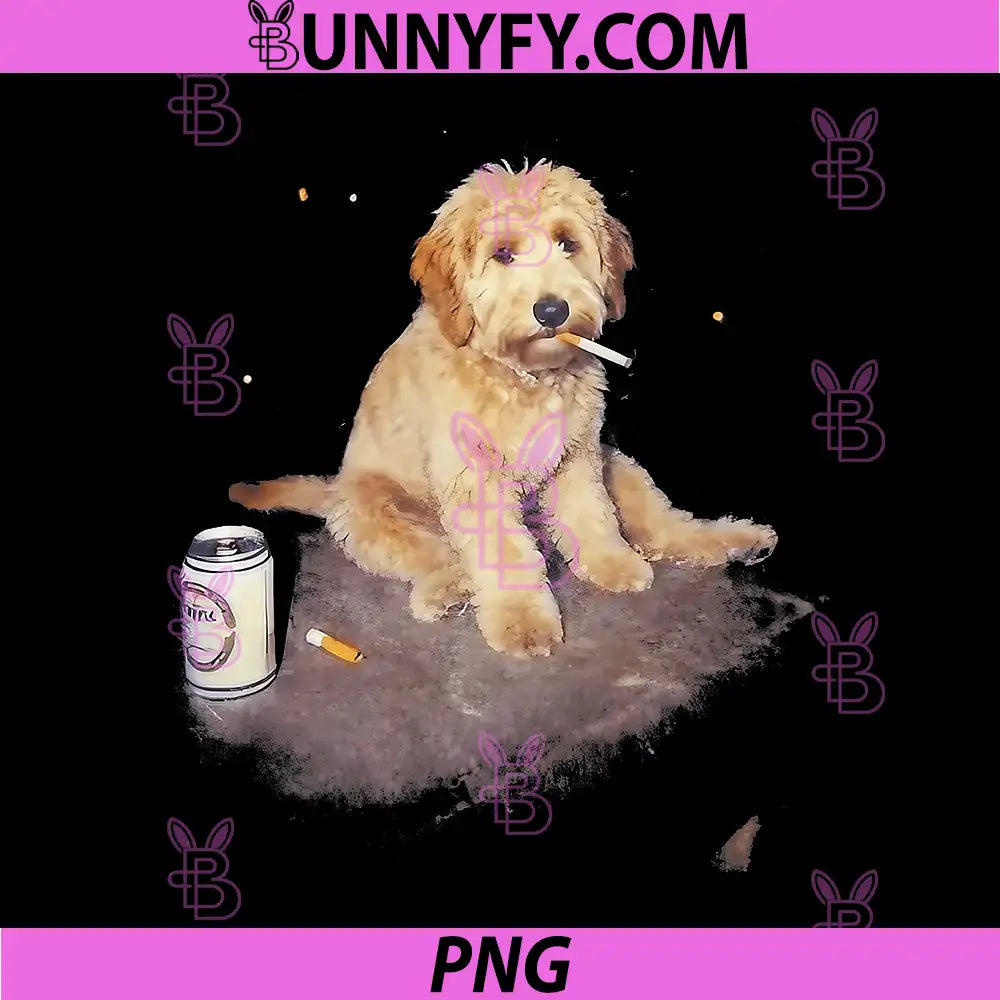 Goldendoodle Smoking Meme PNG, Funny Smoking Dog Cigarette PNG