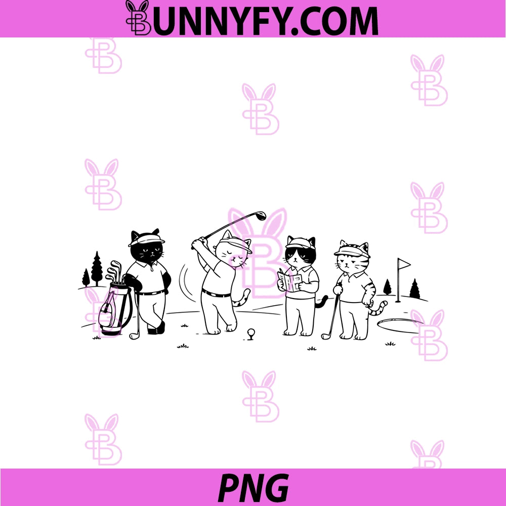 Funny Golfing Cats Golfer PNG, Cat Lover Golf Course Club PNG