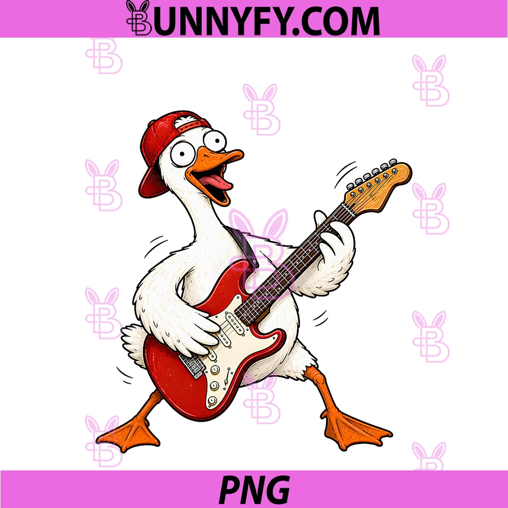 Funny Goose PNG, Playing Electric Guitar PNG