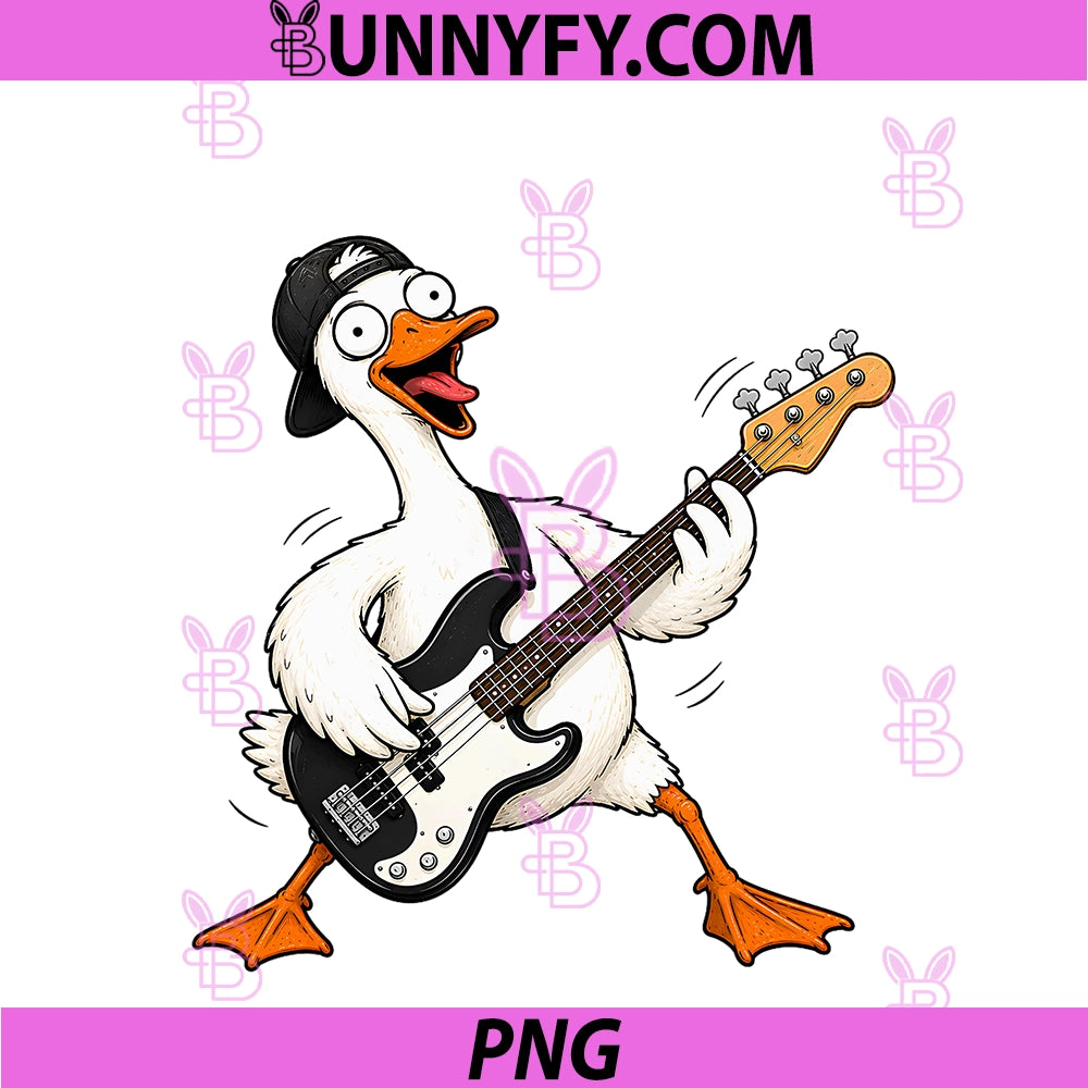 Funny Goose Playing PNG, Bass Guitar PNG
