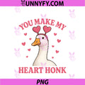 Funny Goose You Make My Heart Go Honk PNG, Valentines Day PNG