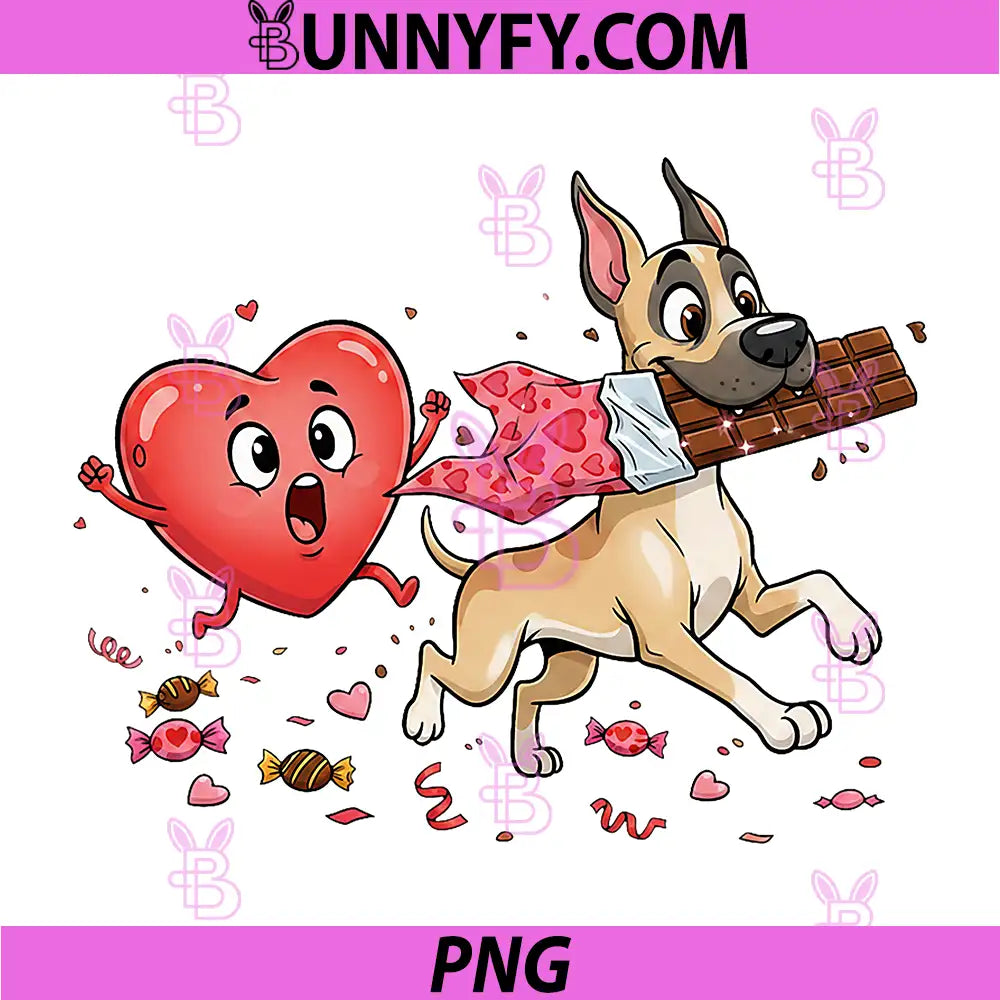 Funny Great Dane Heart PNG, Valentine Dog PNG