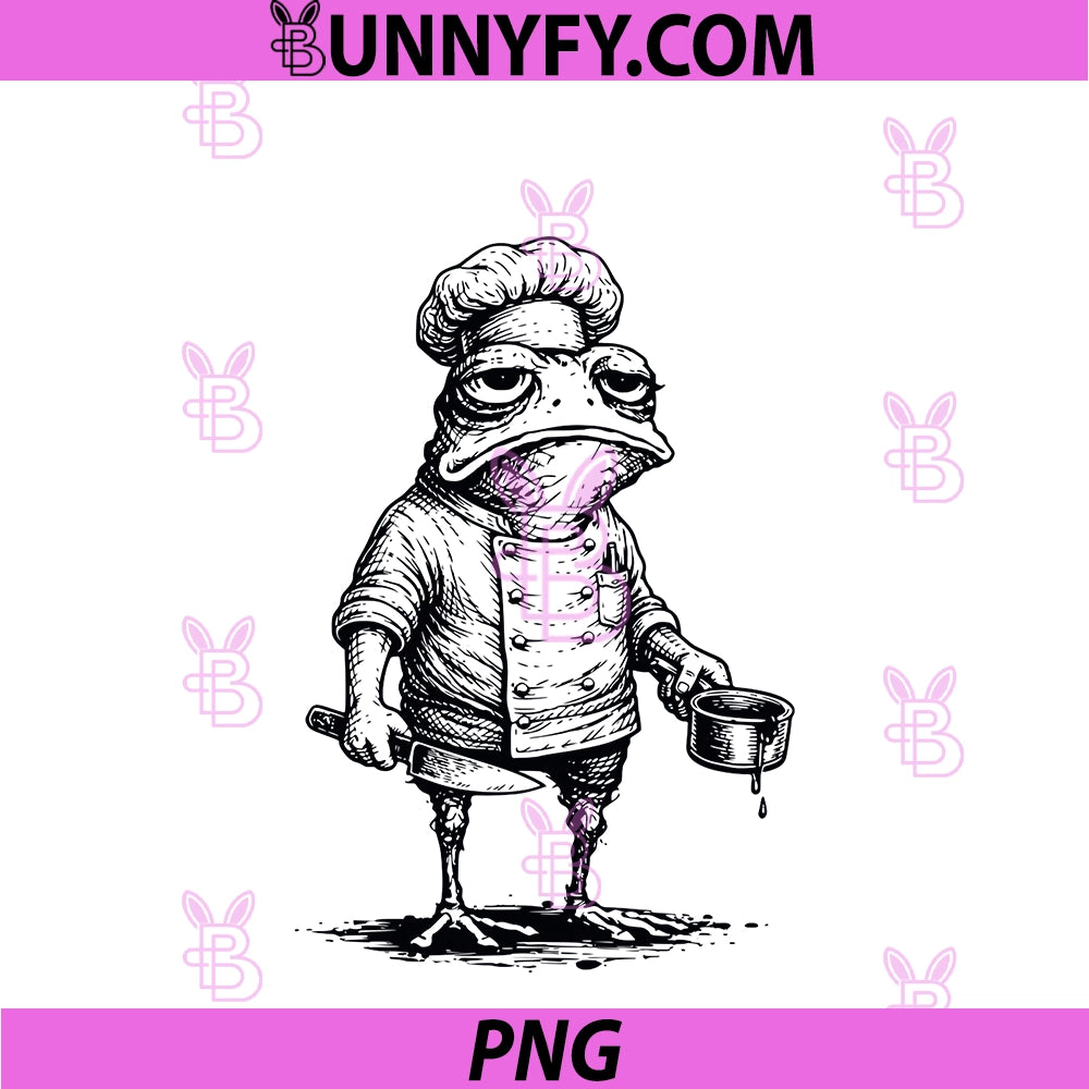 Funny Grumpy Frog Chef PNG, Grumpy Frog Cook PNG