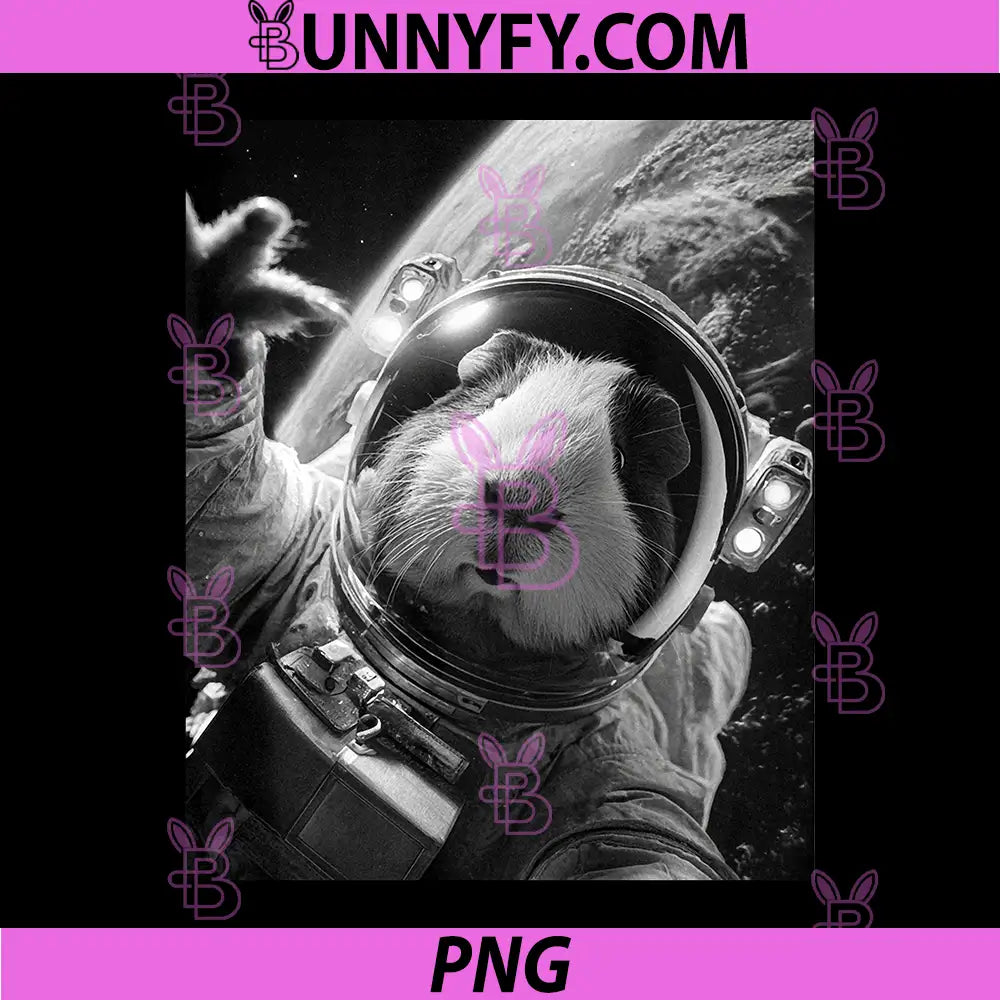 Funny Guinea Pig Astronaut PNG, Space Selfie Cosmic Rodent Pet PNG