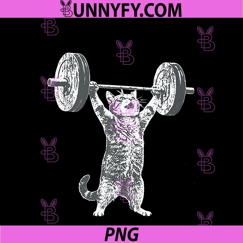 Funny Gym Cat Lifting Kitten Deadlift PNG, Workout Meme Cat Lover PNG