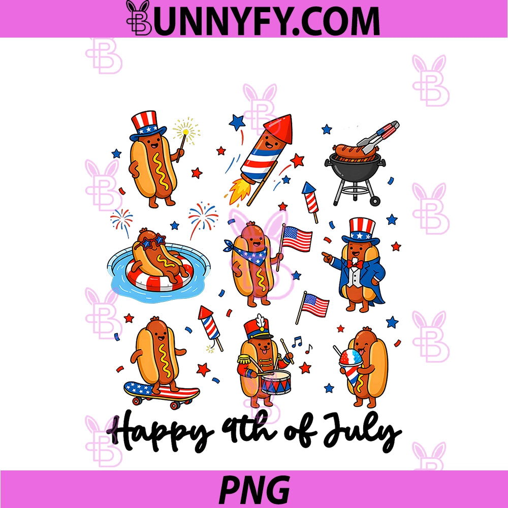 Funny Happy 4th Of July PNG, Patriotic Hot-Dog BBQ PNG