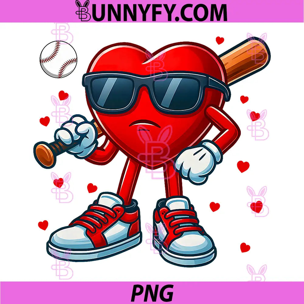 Funny Heart Love PNG, Baseball Valentine PNG