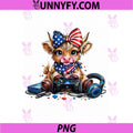 Funny Highland Cow Gamer PNG, Gaming 4th of July Patriotic PNG