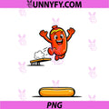 Funny Hot Dog Diving Into Bun Cartoon PNG, Food Humor PNG
