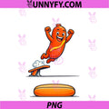 Funny Hot Dog Diving Into Bun PNG, Cartoon Food Humor PNG