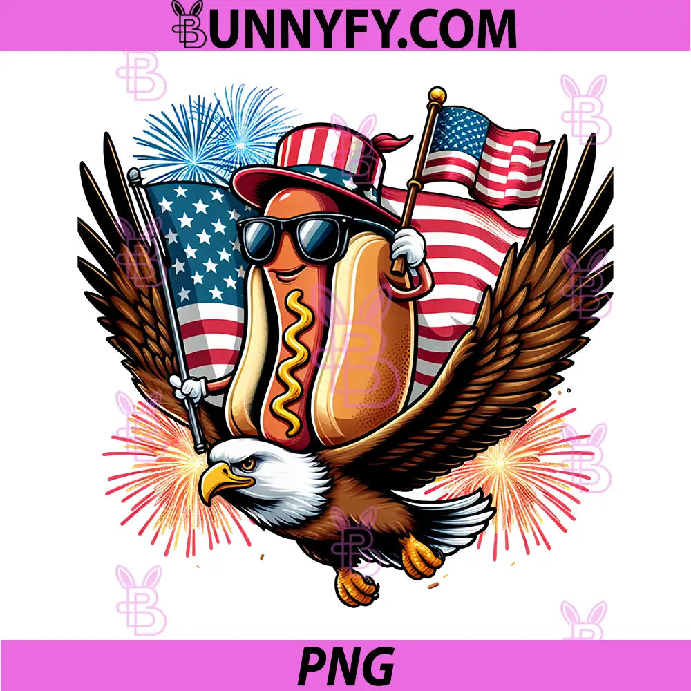 Funny Hotdog Holding American PNG, Flag for USA 4th of July PNG