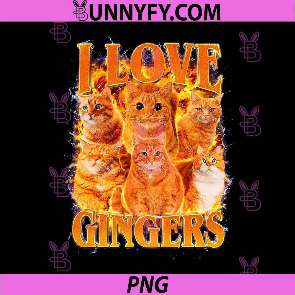 I Love Gingers PNG, Cute Cat Meme Kitten Bootleg PNG