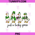 Funny Just A Lucky Goose St Patrick Day Cute PNG, Shamrock Irish PNG