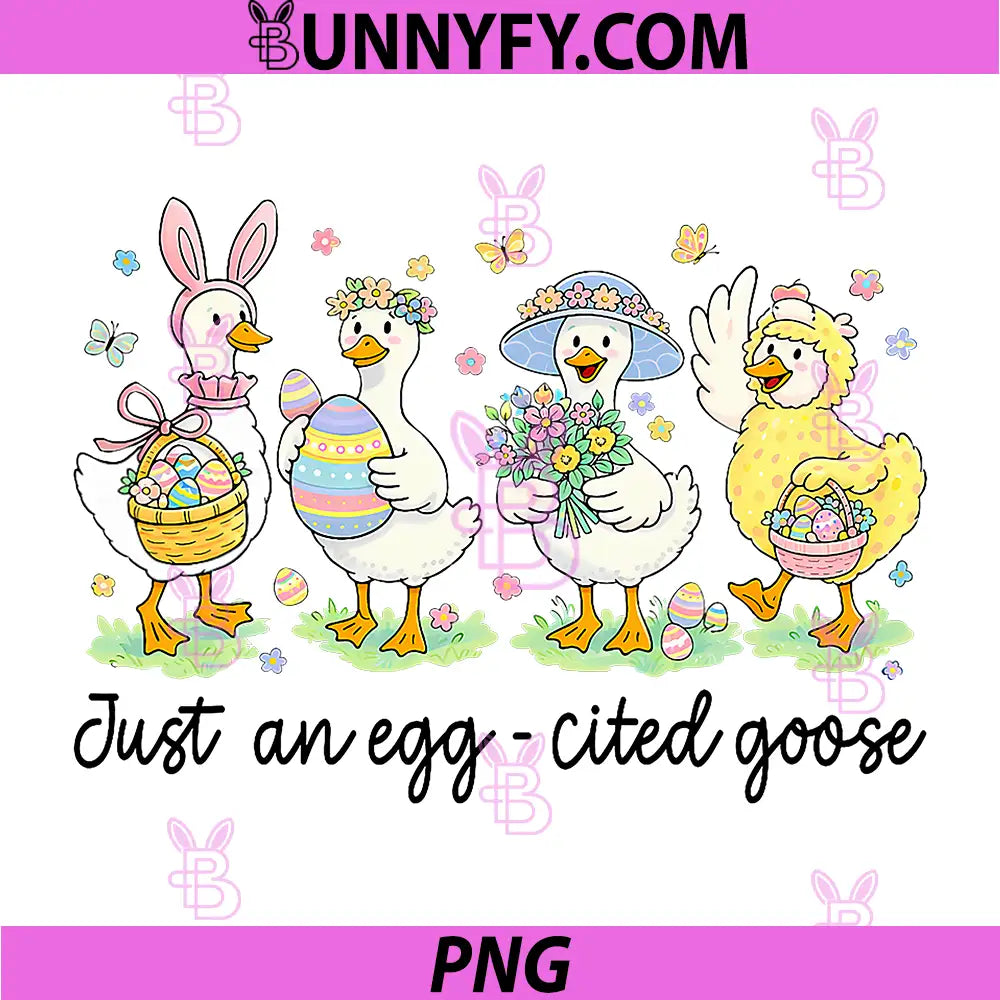 Just an Egg-Cited Goose PNG, Easter Day Spring Coquette Egg PNG