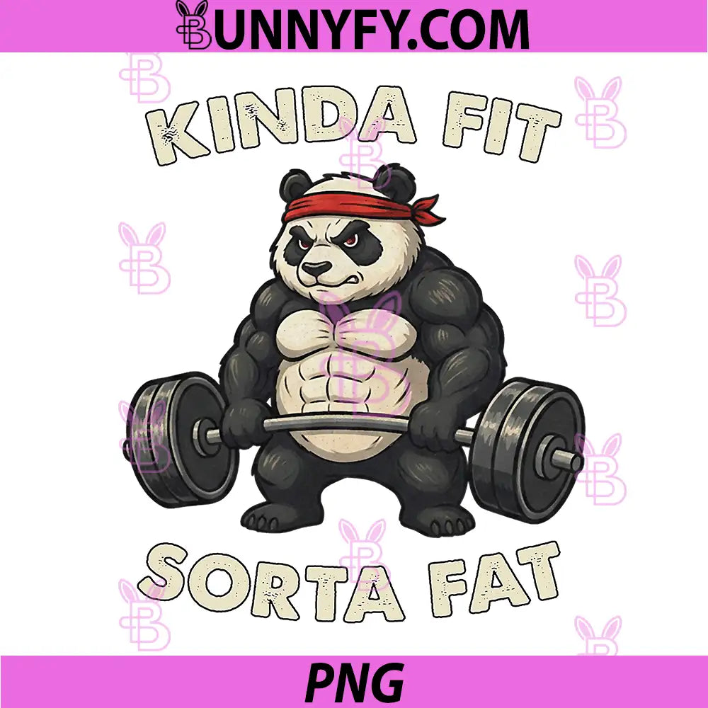 Funny Kinda Fit Sorta Fat PNG, Gym Panda Weightlifting PNG