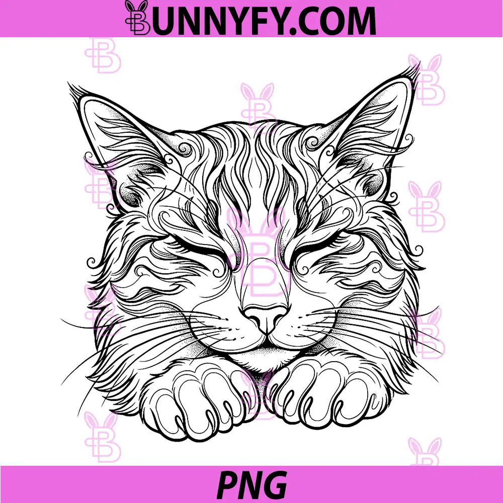Funny Kitten Cute PNG, Sleeping Cat Illustration PNG, Peaceful Cat PNG