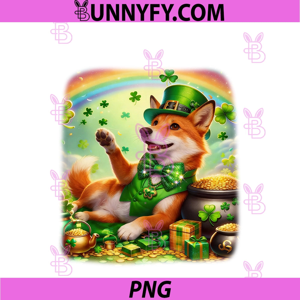 Funny Leprechaun Pembroke PNG, Welsh Corgi Dog St. Patrick’s Day PNG