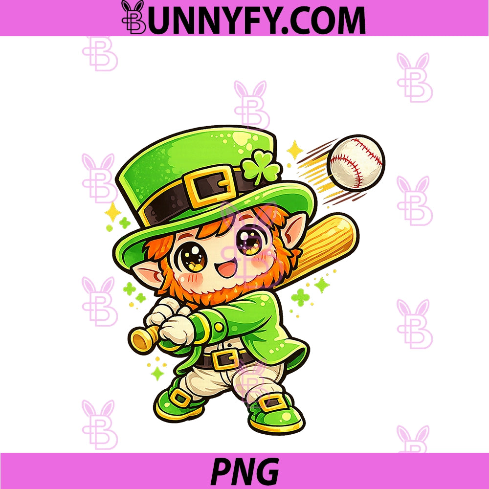 Funny Leprechaun Playing PNG, Baseball St Patricks Day Irish PNG