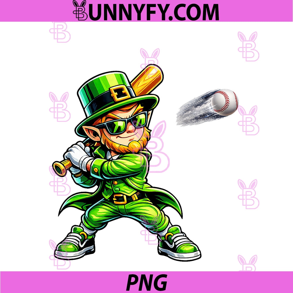 Funny Leprechaun Playing PNG, Baseball St Patricks Day Mens Boys PNG