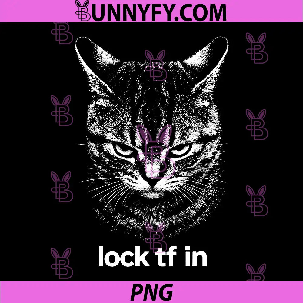 Funny Lock TF In PNG, Cat Graphic Motivational Retro PNG