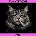 Maine Coon Cat Smoking Cigarette PNG, Badass Funny Cat PNG