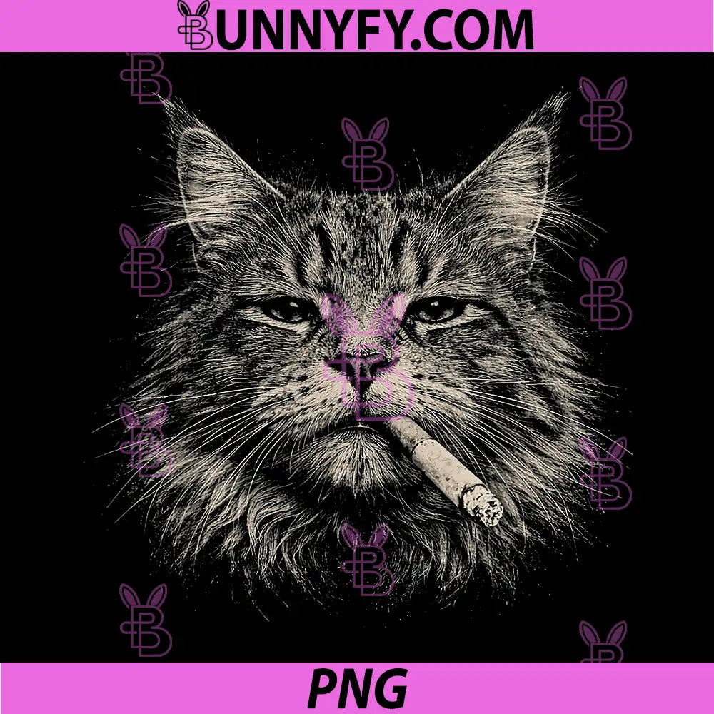 Maine Coon Cat Smoking Cigarette PNG, Badass Funny Cat PNG
