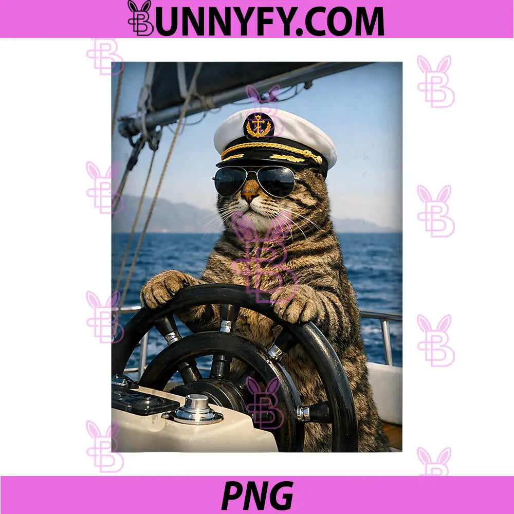 Funny Meme Cat Sailing Boat PNG, Graphic Cat Lovers PNG