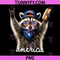 Funny Meme Raccoon Hot Dog PNG, 250 Years 4th of July US Flag PNG
