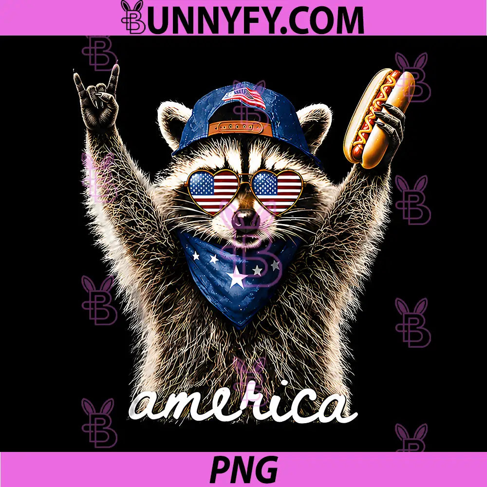 Funny Meme Raccoon Hot Dog PNG, 250 Years 4th of July US Flag PNG