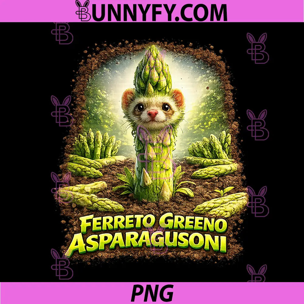 Ferreto Greeno AsparagusoNi Meme PNG, Funny Asparagus Ferret Art PNG