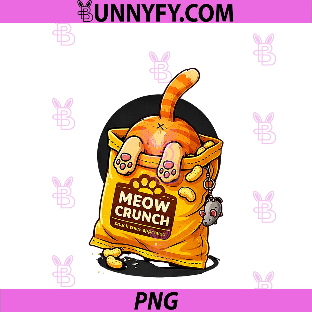 Funny Meow Crunch PNG, Cat Snack Thief Approved PNG