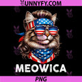Funny Mullet Cat 4th of July PNG, Meowica Cat USA American Flag PNG