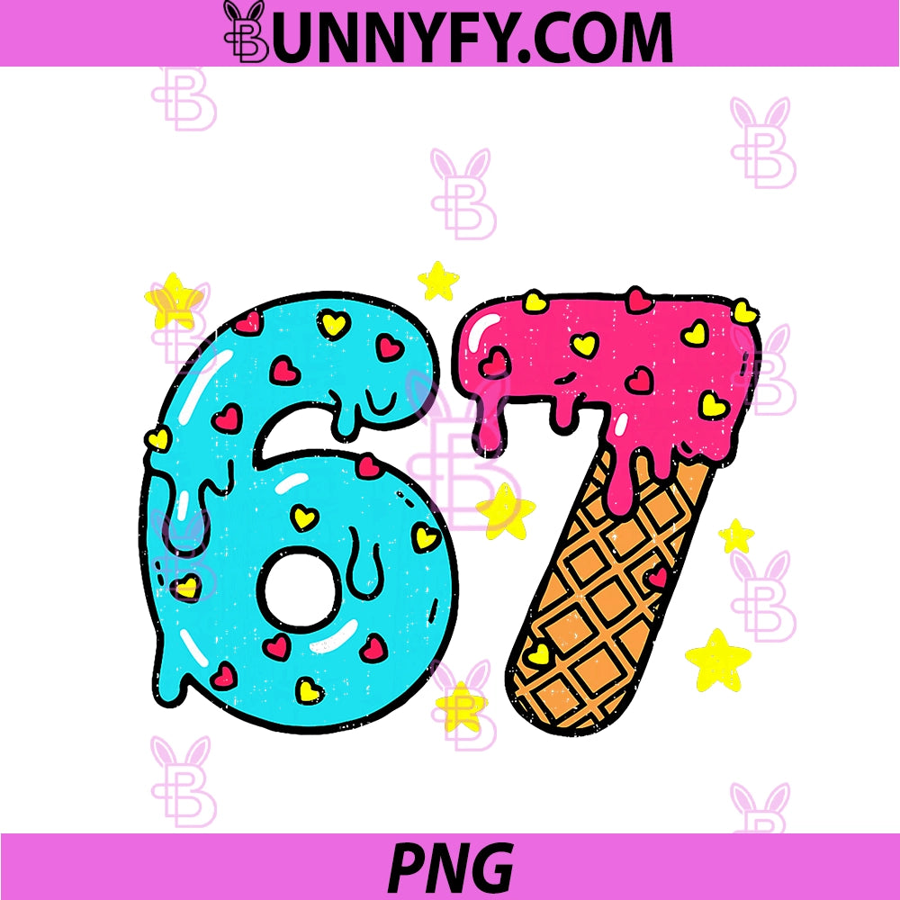 Funny Number Six Seven PNG, Ice Cream Drip Cool Meme 67 Sports PNG