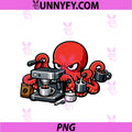 Funny Octopus Barista Running PNG, Espresso Machine Coffee Art PNG