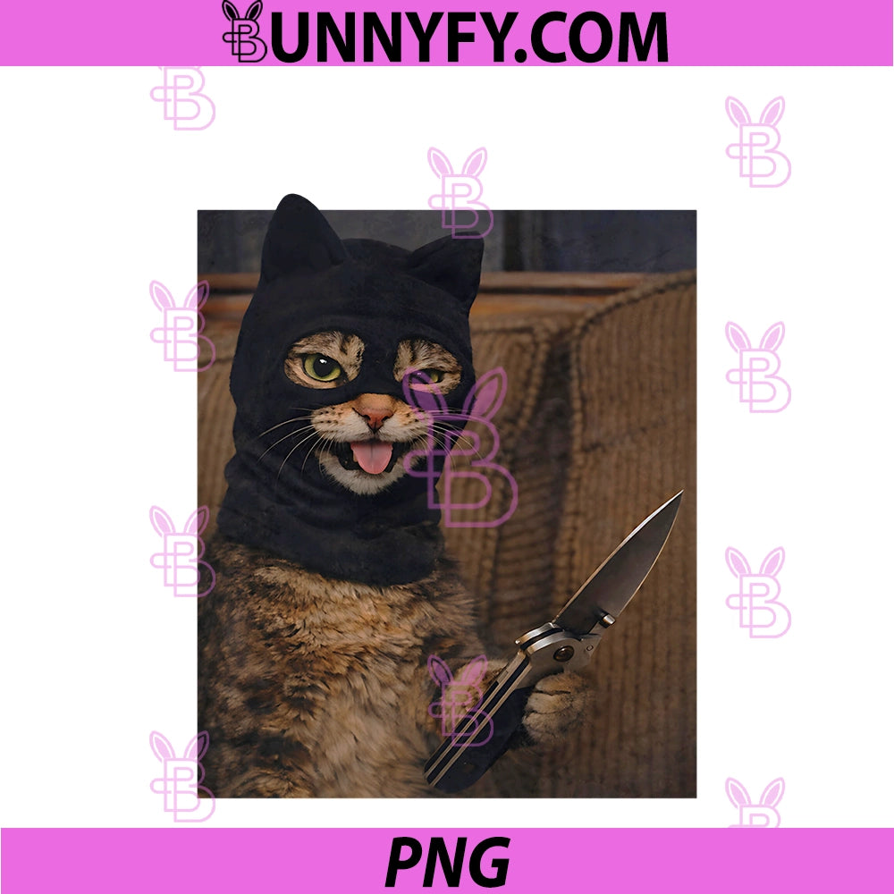 Funny Option Cat With Pocket Knife PNG, Funny Cat Art Meme PNG