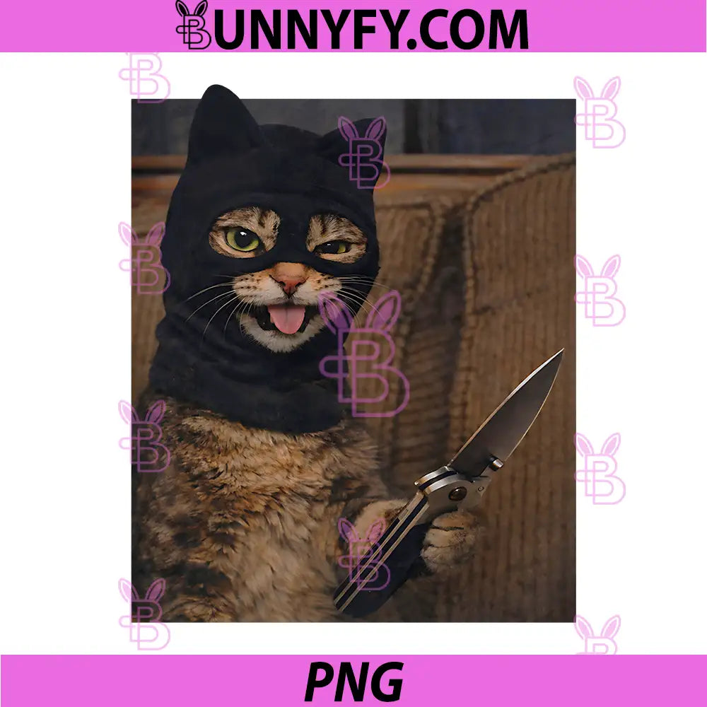 Option Cat with Pocket Knife PNG, Funny Cat Art Meme PNG